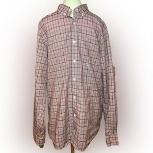 GH Bass & Co Men’s Premium Monogram Series Red & Blue Plaid Button Down L